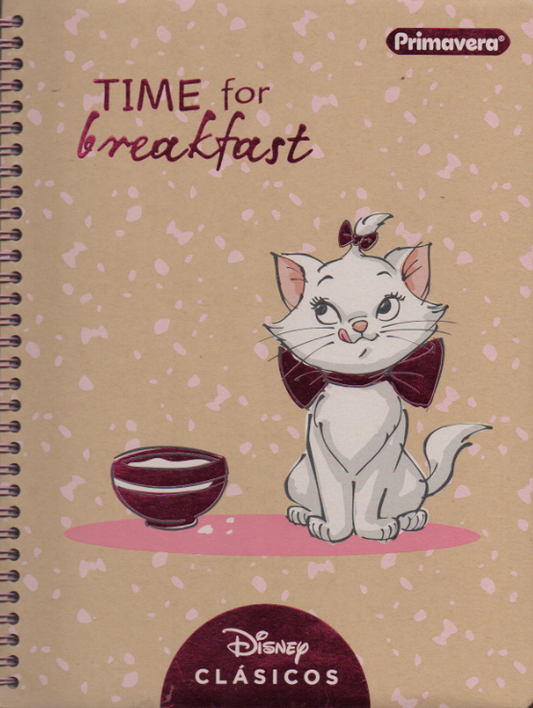 Cuaderno argollado grande 105 femenino cuadriculado pasta dura Time for breakfast