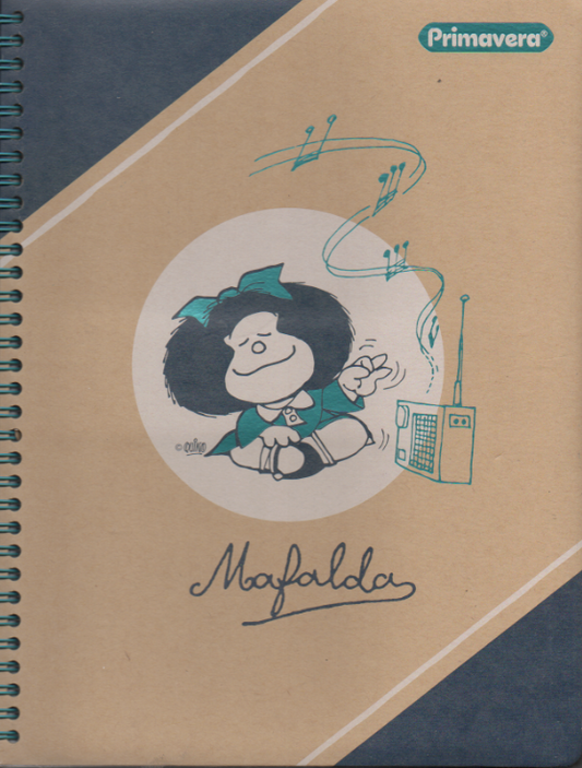 Cuaderno argollado grande 105 femenino cuadriculado pasta dura Mafalda
