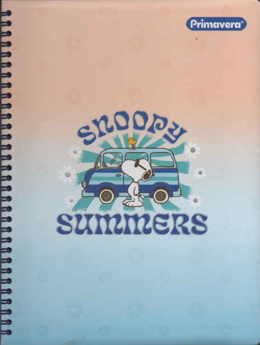 Cuaderno argollado grande 105 femenino cuadriculado pasta dura Snoopy summers