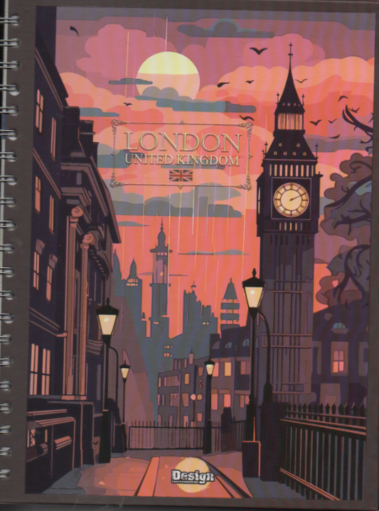 Cuaderno argollado grande 105 masculino cuadriculado pasta dura London