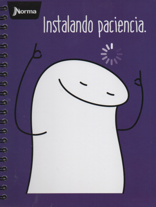 Cuaderno argollado grande 105 masculino cuadriculado pasta dura Meme Instalando paciencia