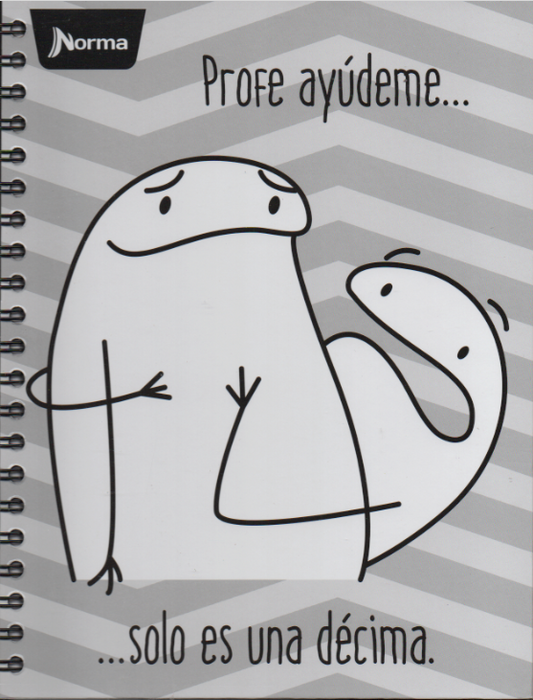 Cuaderno argollado grande 105 masculino cuadriculado pasta dura Meme Profe ayúdeme! es solo una décima!!