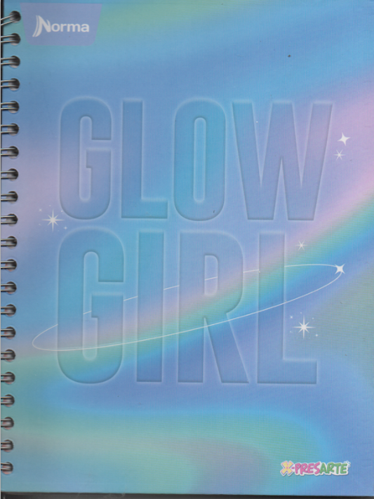 Cuaderno argollado grande 105 femenino cuadriculado pasta dura Glow girl