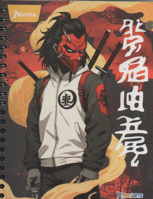 Cuaderno argollado grande 105 masculino cuadriculado pasta dura Ninja