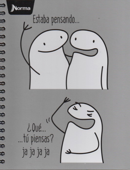 Cuaderno argollado grande 105 masculino cuadriculado pasta dura Meme Estaba pensando.... ¿Qué ... tu piensas? ja ja ja