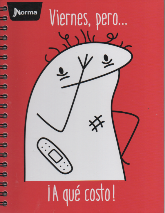 Cuaderno argollado grande 105 masculino cuadriculado pasta dura Meme Viernes, pero.... a qué costo!
