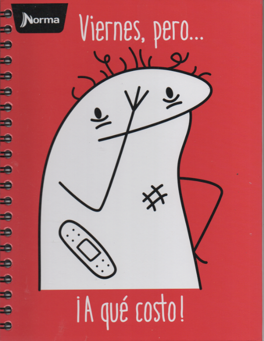 Cuaderno argollado grande 105 masculino cuadriculado pasta dura Meme Viernes, pero.... a qué costo!