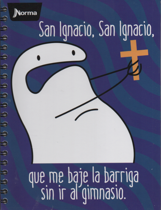 Cuaderno argollado grande 105 masculino cuadriculado pasta dura Meme San ignacio, San Ignacio, que me baje la barriga sin ir al gimnasio