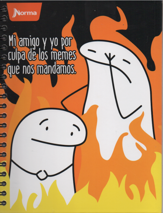 Cuaderno argollado grande 105 masculino cuadriculado pasta dura Meme Mi amigo y yo por culpa de los memes que nos mandamos