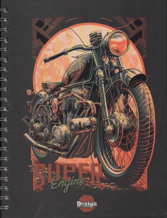 Cuaderno argollado grande 105 masculino cuadriculado pasta dura SUper Engine