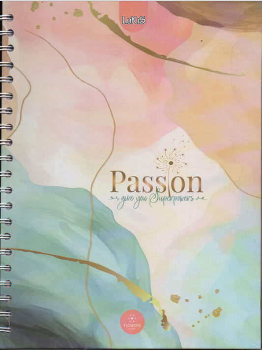 Cuaderno argollado grande 105 femenino cuadriculado pasta dura Passion give you superpowers