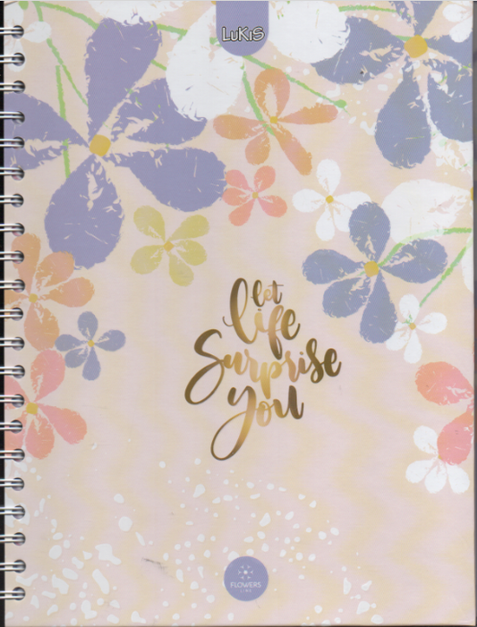Cuaderno argollado grande 105 femenino cuadriculado pasta dura Let life surprise you