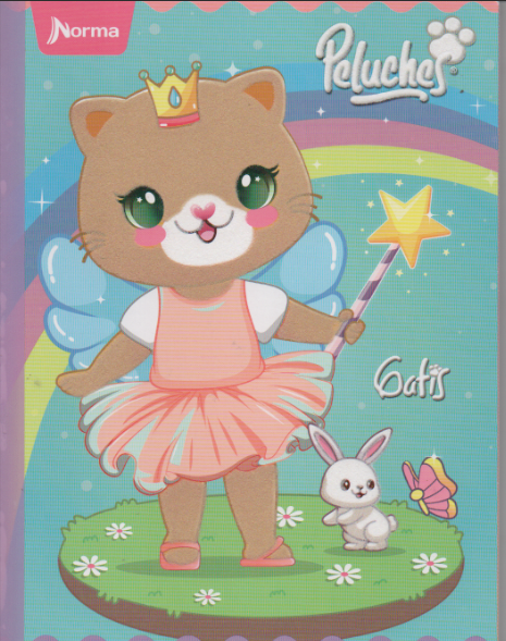Cuaderno cosido cuadriculado niña x 100 hojas Peluches Gatis