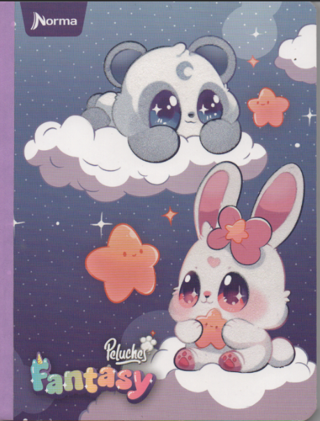 Cuaderno cosido cuadriculado niña x 100 hojas Peluches fantasy conejos