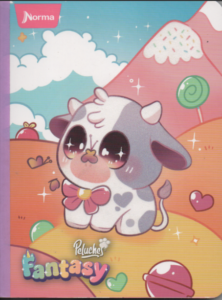 Cuaderno cosido cuadriculado niña x 100 hojas Peluches fantasy vaca