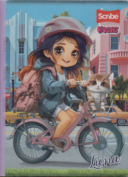 Cuaderno cosido cuadriculado niña x 100 hojas Hoshi Luna