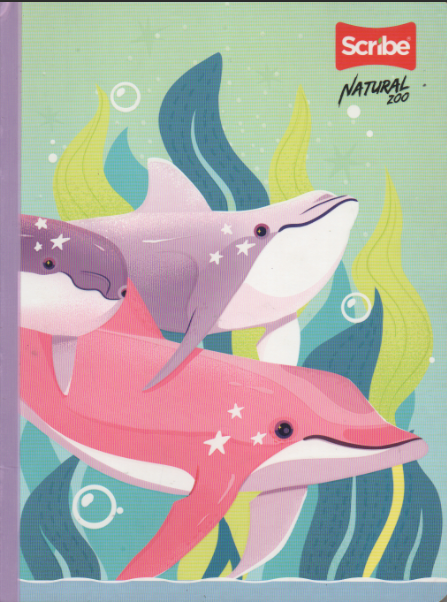 Cuaderno cosido cuadriculado niña x 100 hojas Natural zoo ballenas