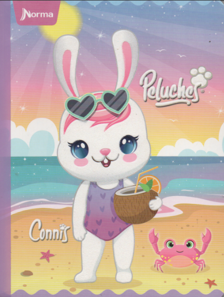 Cuaderno cosido cuadriculado niña x 100 hojas Peluches Connis
