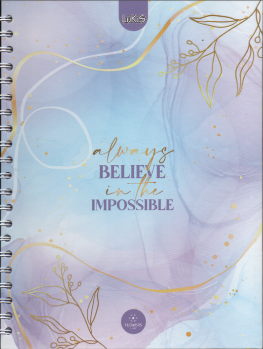 Cuaderno argollado grande 105 femenino cuadriculado pasta dura Always believe in the impossible