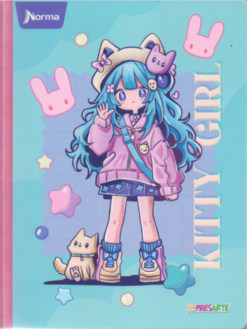 Cuaderno cosido cuadriculado niña x 100 Kitty girl