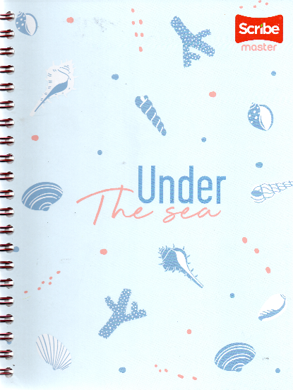Cuaderno argollado pasta dura grande 80 hojas cuadriculado Under the sea