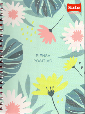 Cuaderno argollado pasta dura grande 80 hojas cuadriculado Piensa Positivo