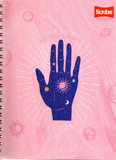 Cuaderno argollado pasta dura grande 80 hojas cuadriculado Be the light