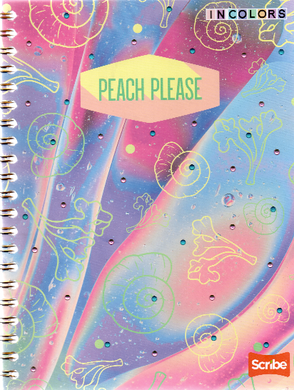 Cuaderno argollado pasta dura grande 80 hojas cuadriculado  Incolors Peach please con cristales verdaderos