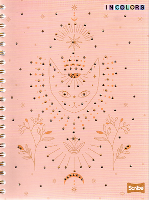 Cuaderno argollado pasta dura grande 80 hojas cuadriculado  Incolors Gato con cristales verdaderos