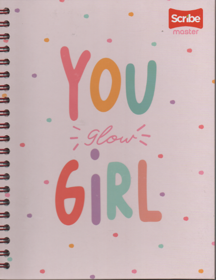 Cuaderno argollado grande 105 femenino cuadriculado pasta dura You Glow girl