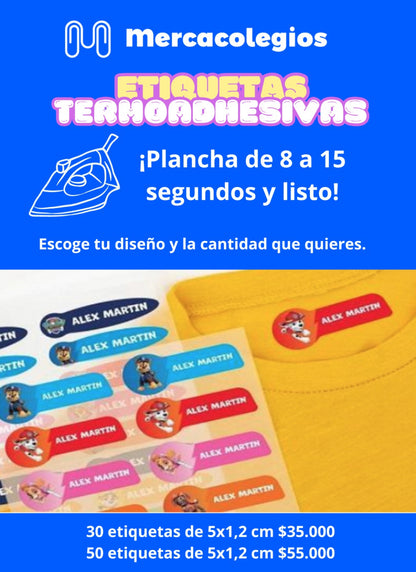 Etiqueta termoadhesiva para ropa  5 x 1,2 cm