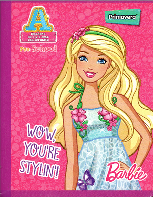 Cuaderno niña cuadritos tipo A 100 hojas BARBIE FLORES