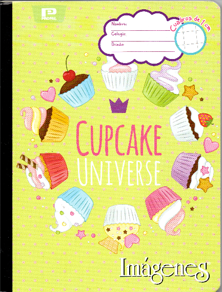 Cuaderno niña cuadritos tipo b 100 hojas CUPCAKE