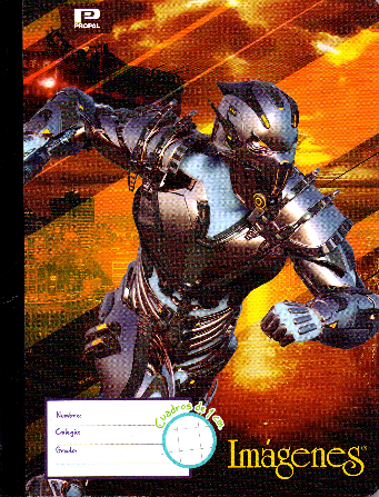 Cuaderno niño cuadritos tipo B 100 hojas ROBOT FUEGO
