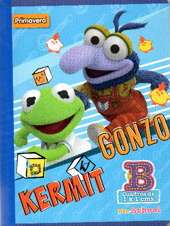 Cuaderno niño cuadritos tipo B 100 hojas KERMIT
