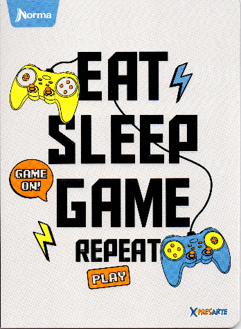 Cuaderno niño cuadriculado 50 hojas EAT SLEEP GAME