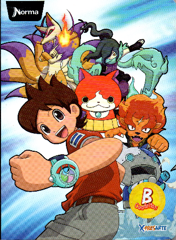 Cuaderno niño cuadritos tipo B 100 hojas YO KAI WATCH RELOJ