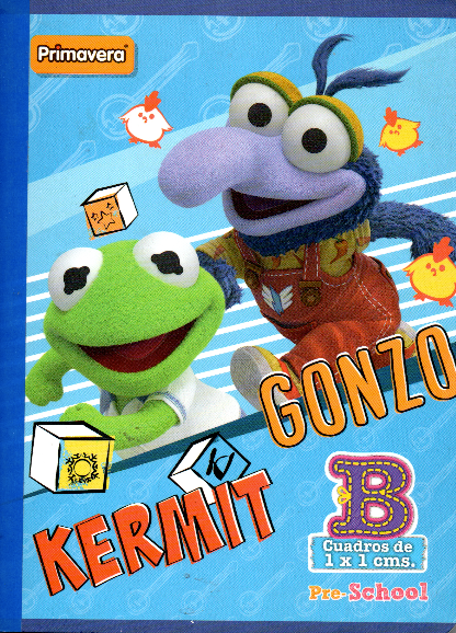 Cuaderno niño cuadritos tipo B 100 hojas GONZO Y KERMIT