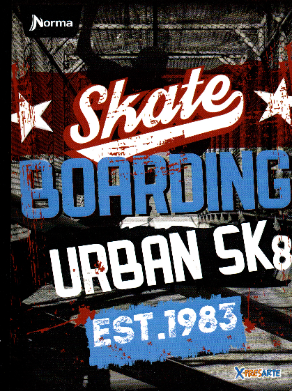 Cuaderno niño cuadriculado 100 hojas SKATE BOARDING