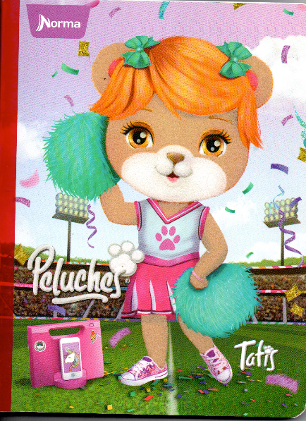 Cuaderno niña cuadriculado 100 hojas PELUCHES PORRISTA