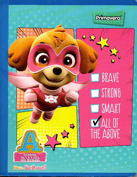 Cuaderno niña cuadritos tipo A 100 hojas PERRO ANTIFAS