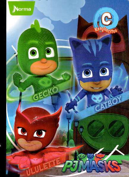 Cuaderno niño cuadritos tipo C 100 hojas PJ MASKS
