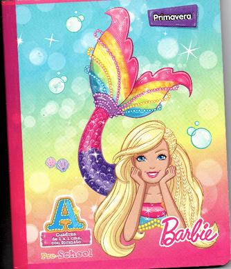 Cuaderno niña cuadritos tipo A 100 hojas SIRENA BARBIE