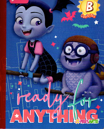 Cuaderno niña cuadritos tiop b 100 hojas VAMPIRINA MURCIELAGO