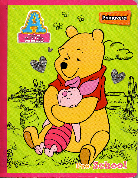 Cuaderno niña cuadritos tipo A 100 hojas WINNY POOH CON MARRANITO