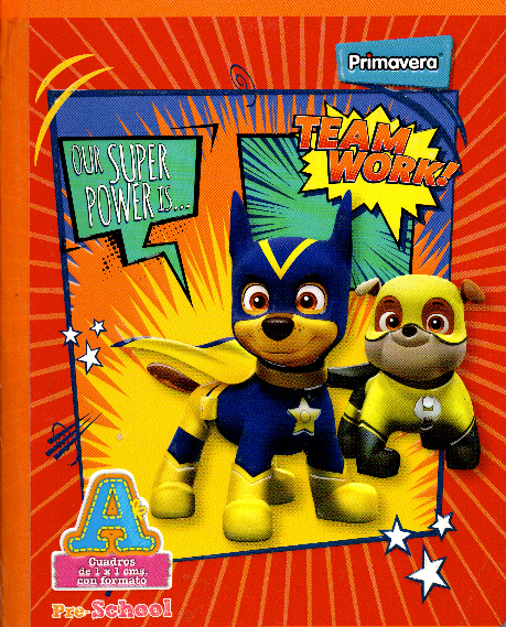 Cuaderno niño cuadritos tipo b 100 hojas PAW PATROLS