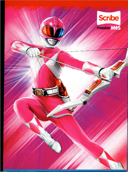 Cuaderno niña cuadriculado 100 hojas POWER RANGER ROSADO
